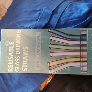 12 pack new reusable glass drinking straws